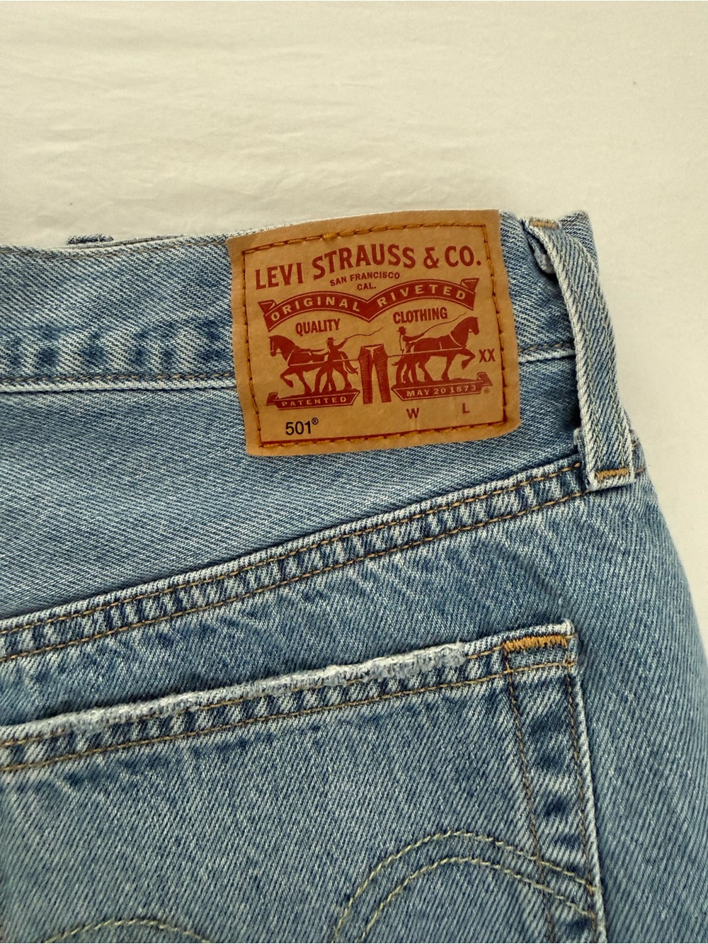 Distressed Light Blue Denim Women's Shorts - Picture 3 of 5
